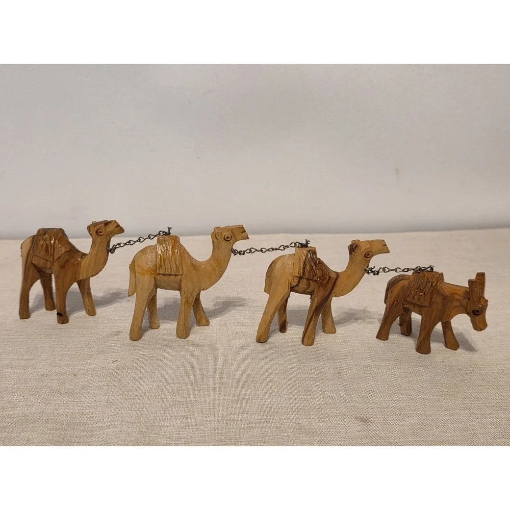 Vintage Hand Carved Wood Nativity Set 20 Pieces Christmas Decor